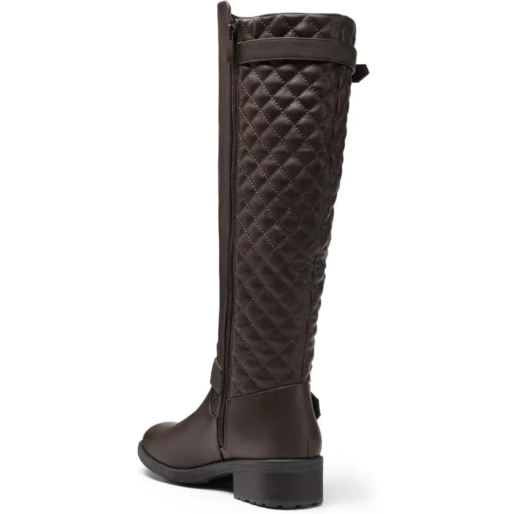 DREAM Brown PAIRDREAM PAIRS Comfortable Block Heel Side Zipper Biker Boots